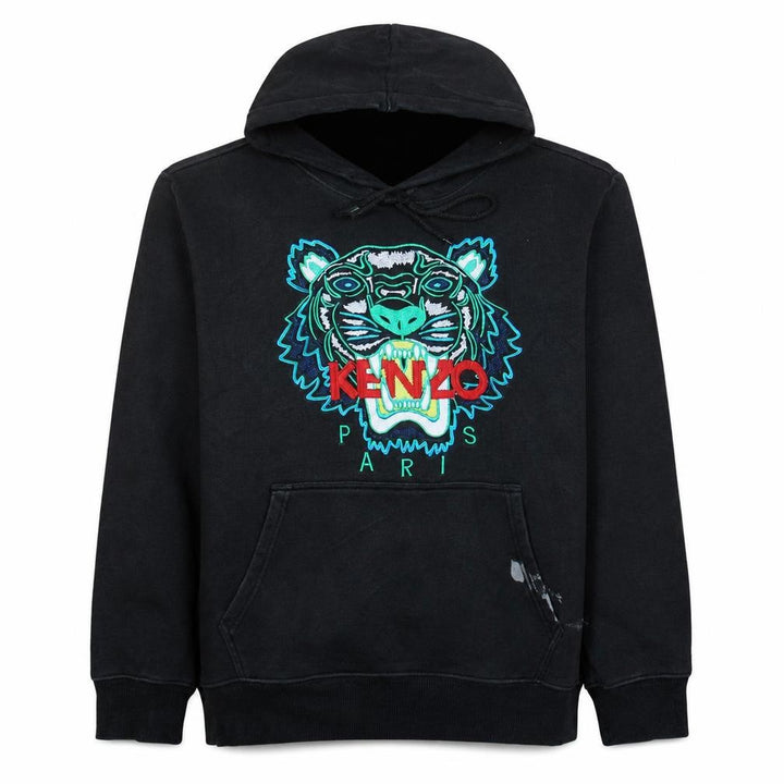 Kenzo Men Black L Embroidered Tiger Pullover Hoodie