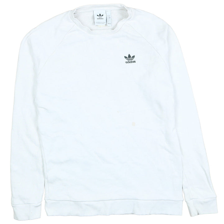 Adidas Men's White Small Trefoil Logo Pullover Sweatshirt