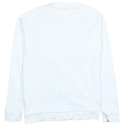 Adidas Men's White Small Trefoil Logo Pullover Sweatshirt
