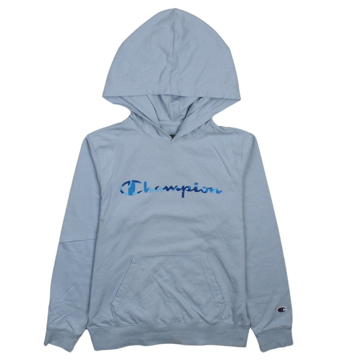 Champion Women’s Blue Pullover Hoodie Size L Cotton Logo Athleticwear