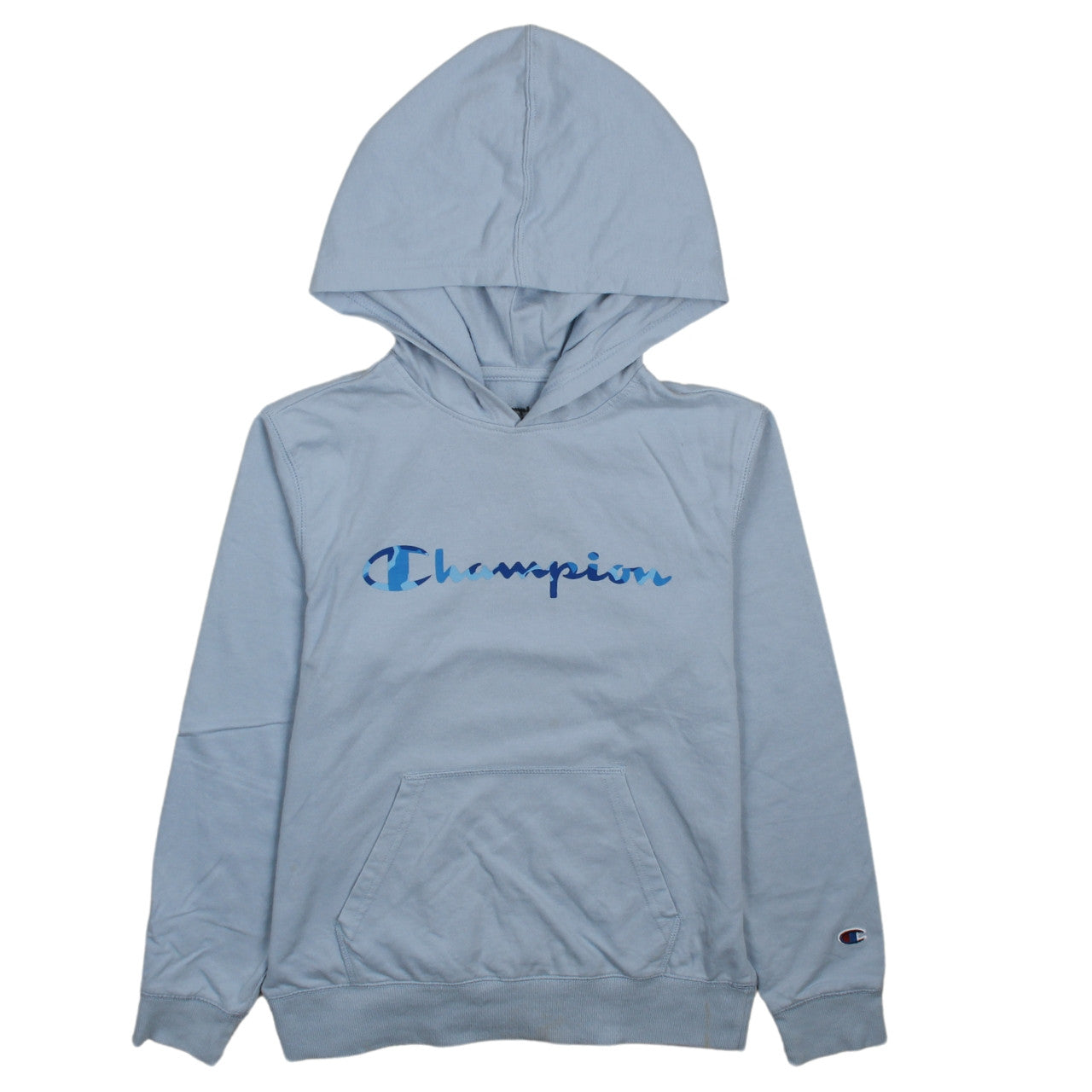 Champion Women’s Blue Pullover Hoodie Size L Cotton Logo Athleticwear