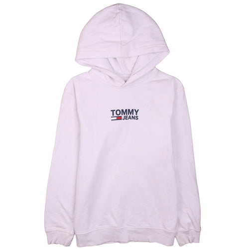 Tommy Jeans Men's White Pullover Hoodie M Logo Cotton Sweatshirt