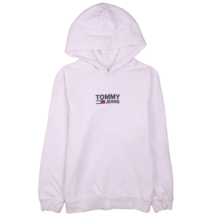 Tommy Jeans Men's White Pullover Hoodie M Logo Cotton Sweatshirt