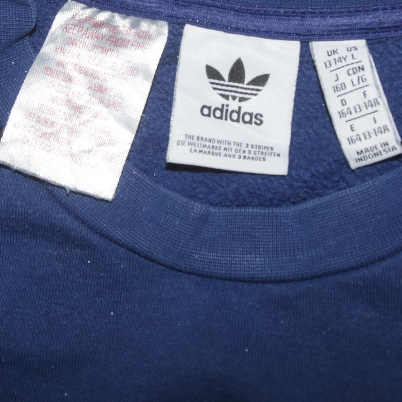 Adidas Boys Blue and Black Crew Neck Sweatshirt Size 13-14 Years