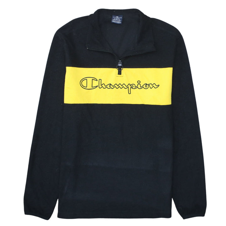 Champion Men’s Black Yellow 1/2 Zip Sweatshirt Fleece L