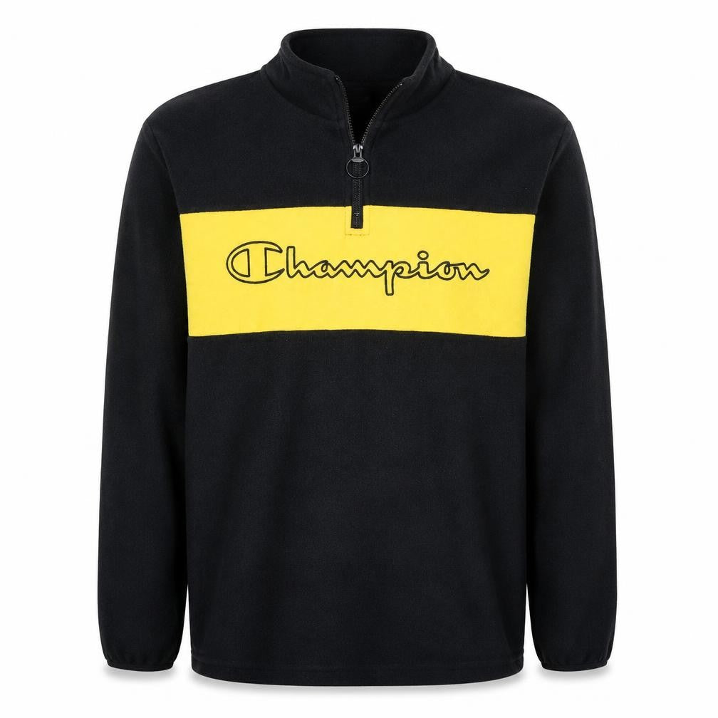 Champion Men’s Black Yellow 1/2 Zip Sweatshirt Fleece L