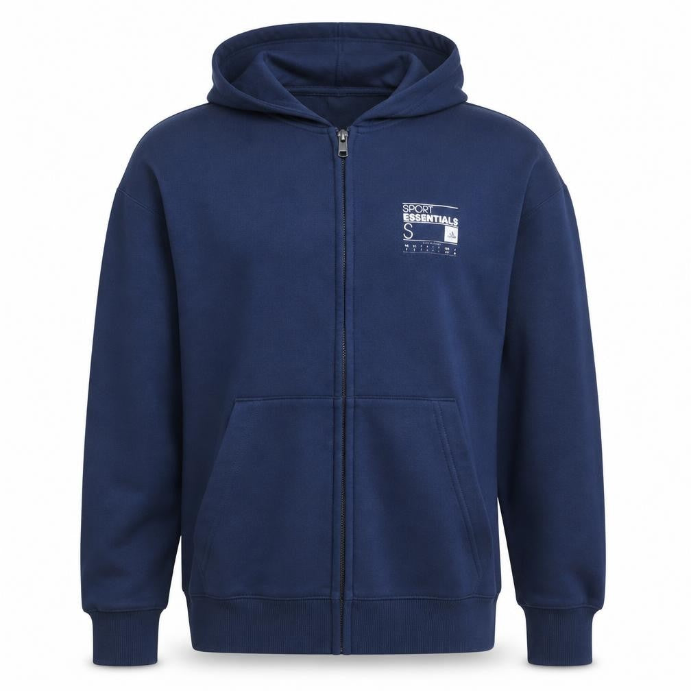 Adidas Men’s Blue Sport Essentials Full Zip Hoodie Size S