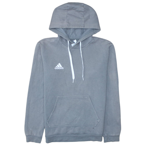 adidas Men Grey Small Pullover Hoodie Fleece Logo Sports Sweatshirt