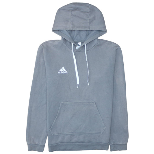 adidas Men Grey Small Pullover Hoodie Fleece Logo Sports Sweatshirt