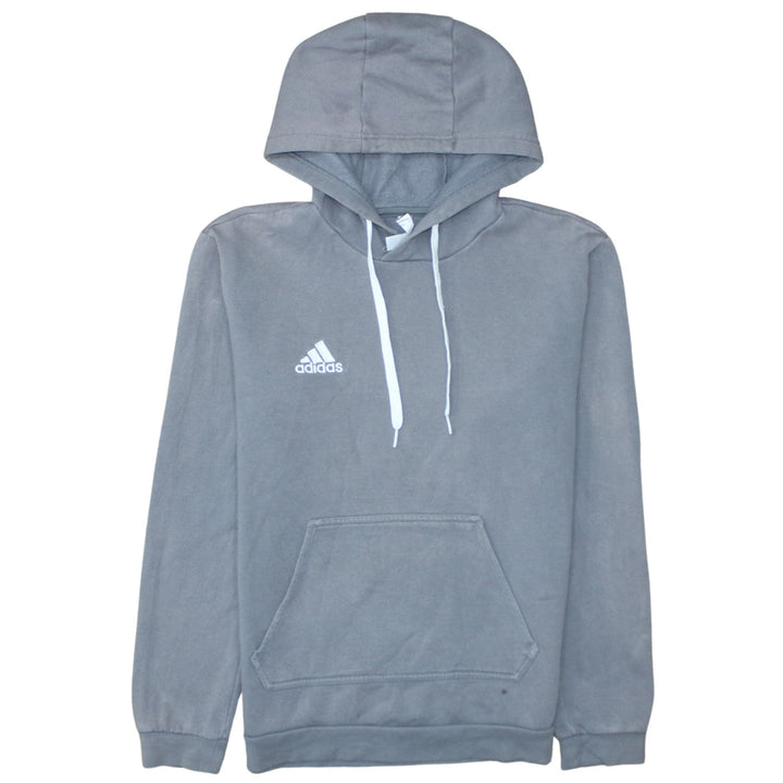 adidas Men Grey Small Pullover Hoodie Fleece Logo Sports Sweatshirt
