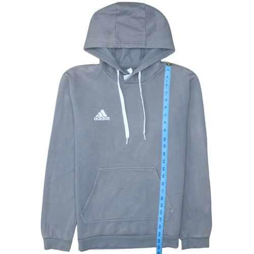 adidas Men Grey Small Pullover Hoodie Fleece Logo Sports Sweatshirt