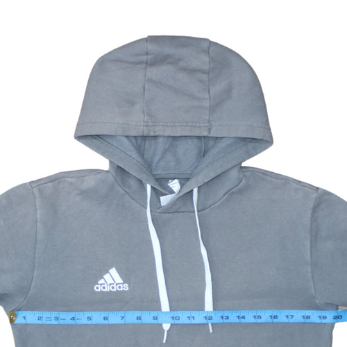 adidas Men Grey Small Pullover Hoodie Fleece Logo Sports Sweatshirt