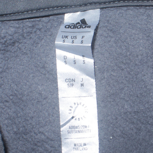 adidas Men Grey Small Pullover Hoodie Fleece Logo Sports Sweatshirt