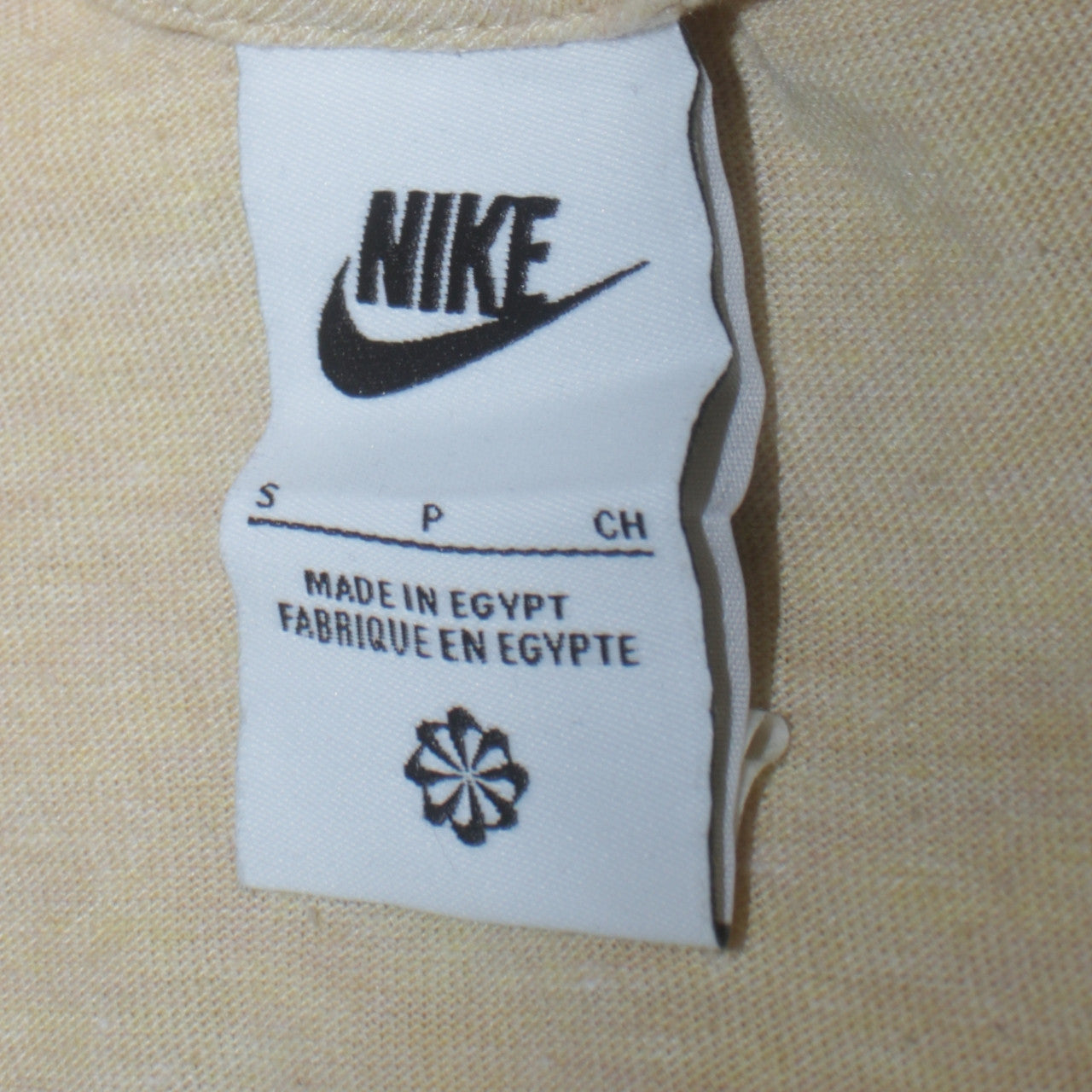 Nike Womens Beige Pullover Hoodie Small Logo Graphic Cotton Blend