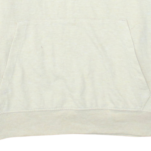 Nike Womens Beige Pullover Hoodie Small Logo Graphic Cotton Blend