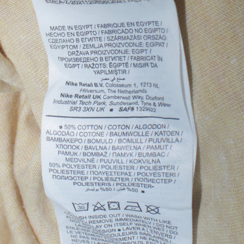 Nike Womens Beige Pullover Hoodie Small Logo Graphic Cotton Blend