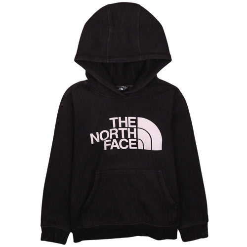 The North Face Boys Black Pullover Hoodie M Full Logo Casual Sweatshirt