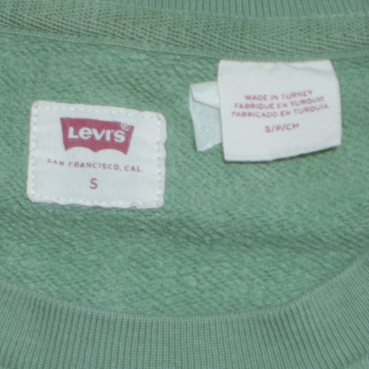 Levi's Men's Green Crew Neck Fleece Sweatshirt Size S Regular Fit