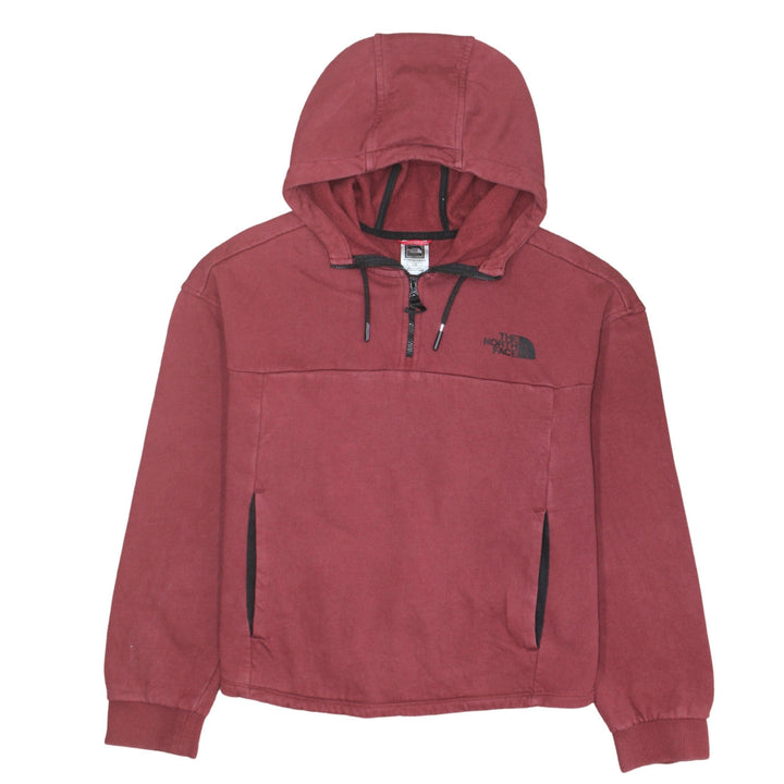 The North Face Womens Burgundy 1/4 Zip Hoodie Cotton L