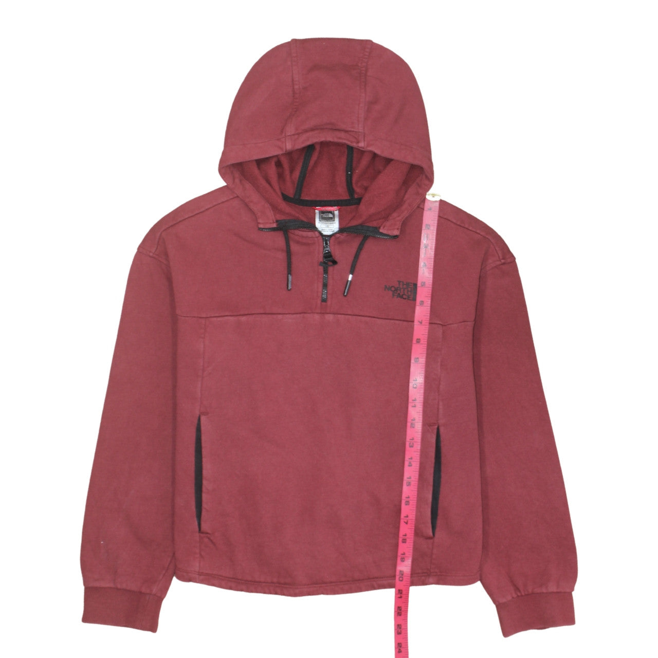The North Face Womens Burgundy 1/4 Zip Hoodie Cotton L