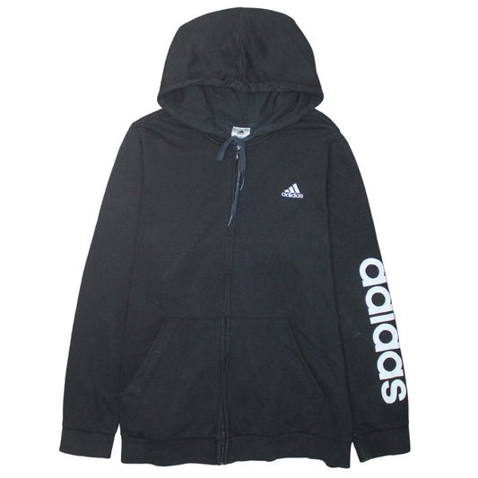 Adidas Womens Black Full Zip Hoodie Size 2XL Logo Sleeve Sportswear