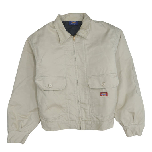 Dickies Men's Beige Cotton Bomber Jacket Large Full Zip Workwear