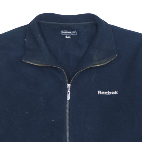 Reebok Womens Blue Fleece Zip Jacket Size 14 Full Zip Logo Sportswear