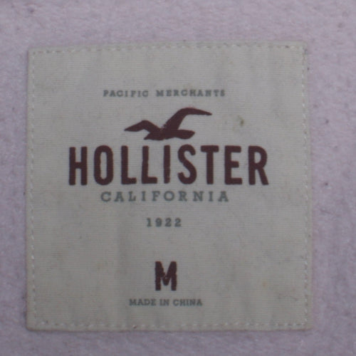 Hollister Women Pink Full Zip Hoodie Medium Cotton Blend Logo Hooded Sweatshirt