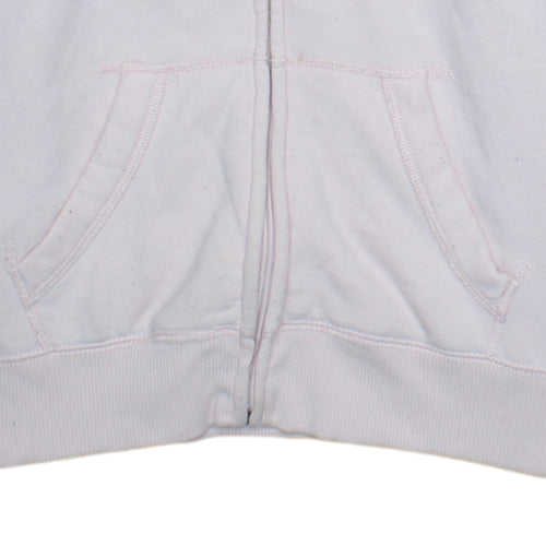 Hollister Women Pink Full Zip Hoodie Medium Cotton Blend Logo Hooded Sweatshirt