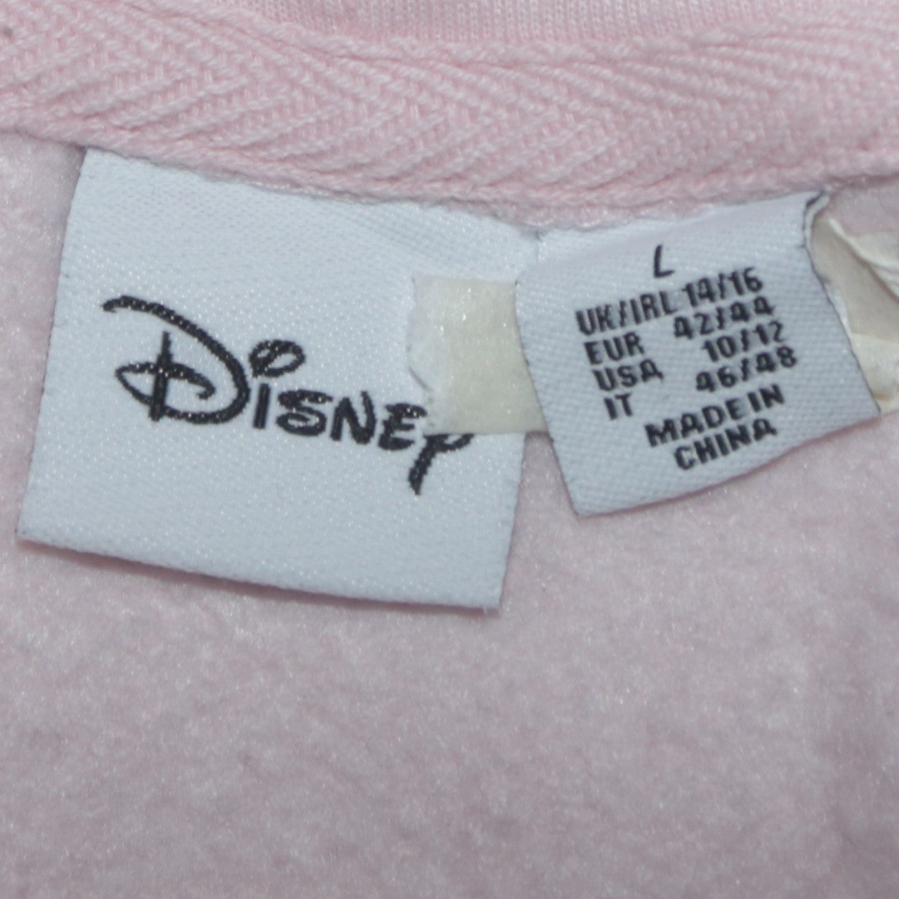 Disney Women Pink Hooded Pullover Hoodie L Mickey & Minnie Graphic