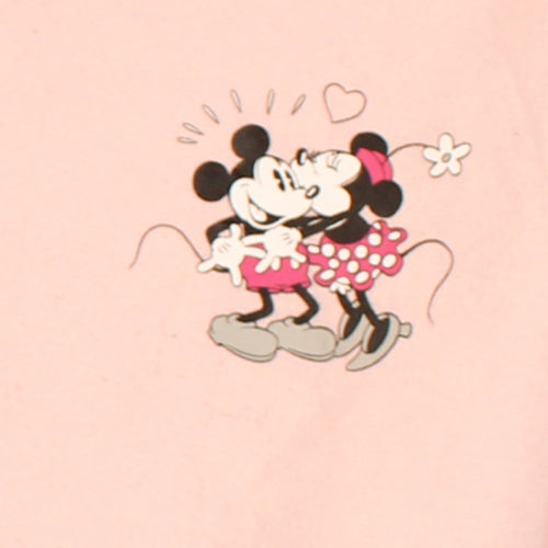 Disney Women Pink Hooded Pullover Hoodie L Mickey & Minnie Graphic