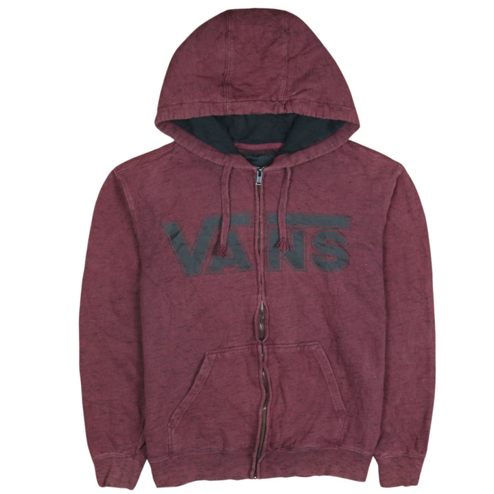 Vans Mens Red Full Zip Logo Hoodie Small Regular Fit
