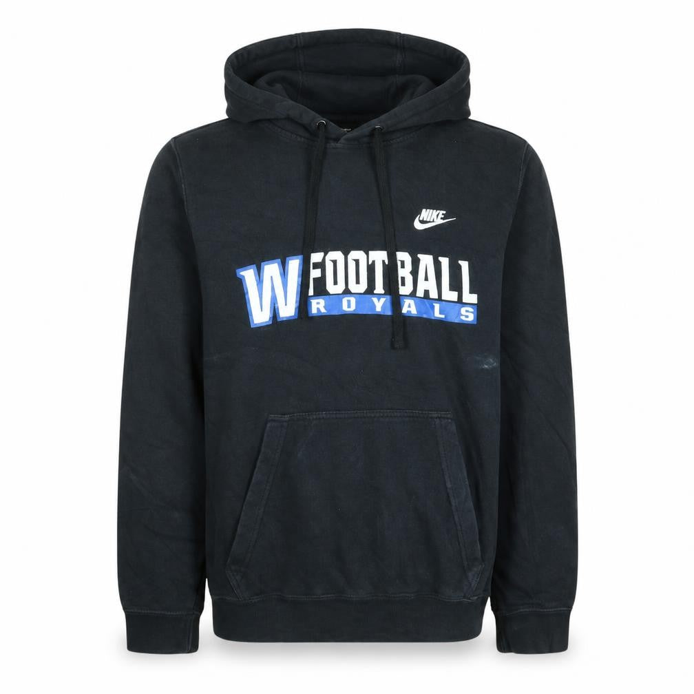 Front view of Nike Men's Black Small Pullover Hoodie Football Royals Graphic