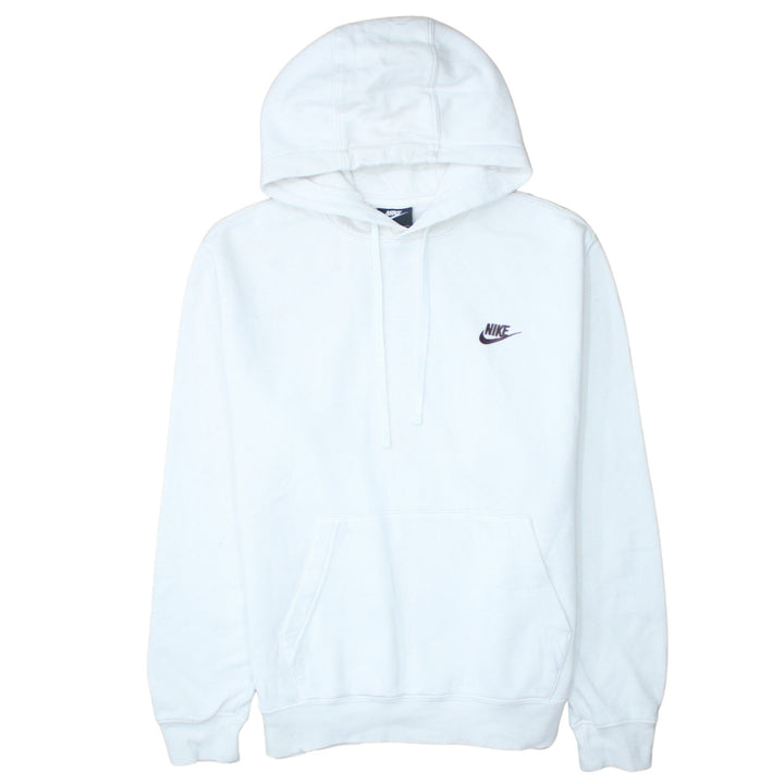 Nike Women White Pullover Hoodie M Cotton Blend Logo Casual