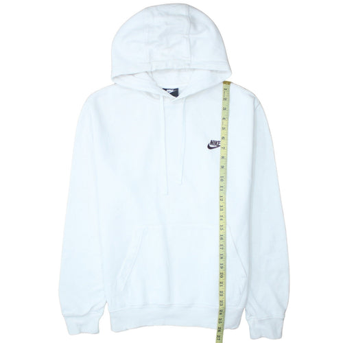 Nike Women White Pullover Hoodie M Cotton Blend Logo Casual
