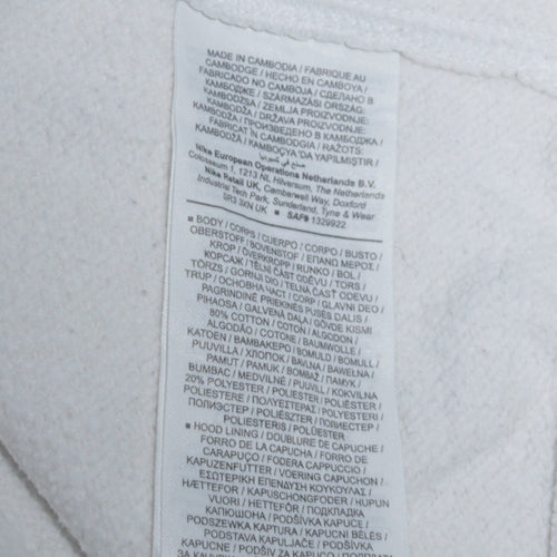 Nike Women White Pullover Hoodie M Cotton Blend Logo Casual