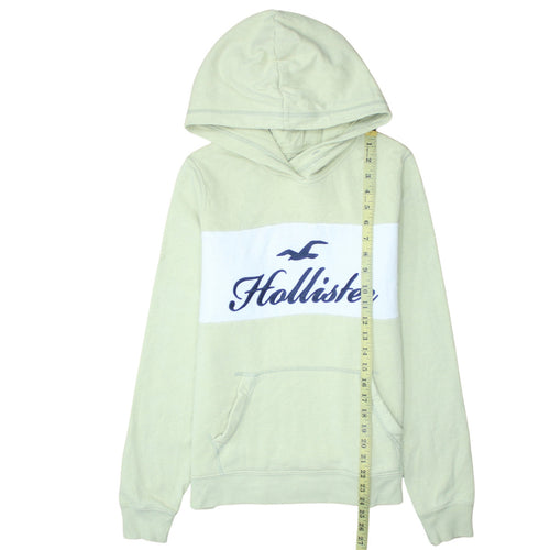 Hollister Women’s Green Pullover Hoodie Small Logo Embroidered Cotton Blend