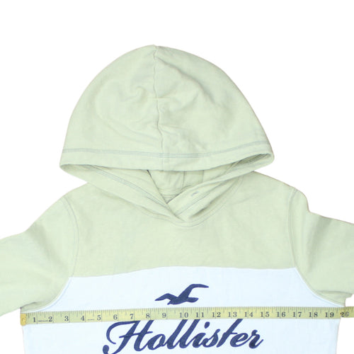 Hollister Women’s Green Pullover Hoodie Small Logo Embroidered Cotton Blend