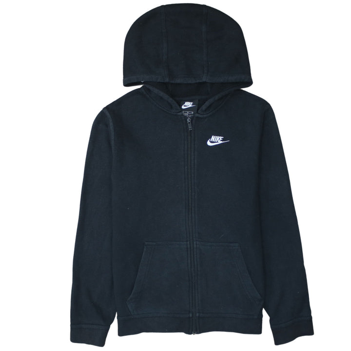 Nike Boys Black Full Zip Hoodie XL 158-170cm Fleece Lined Sweatshirt