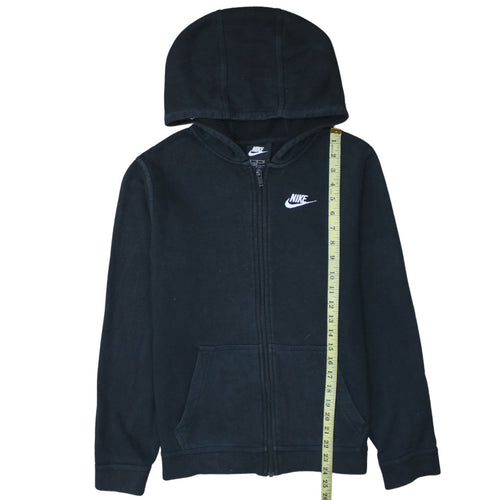 Nike Boys Black Full Zip Hoodie XL 158-170cm Fleece Lined Sweatshirt