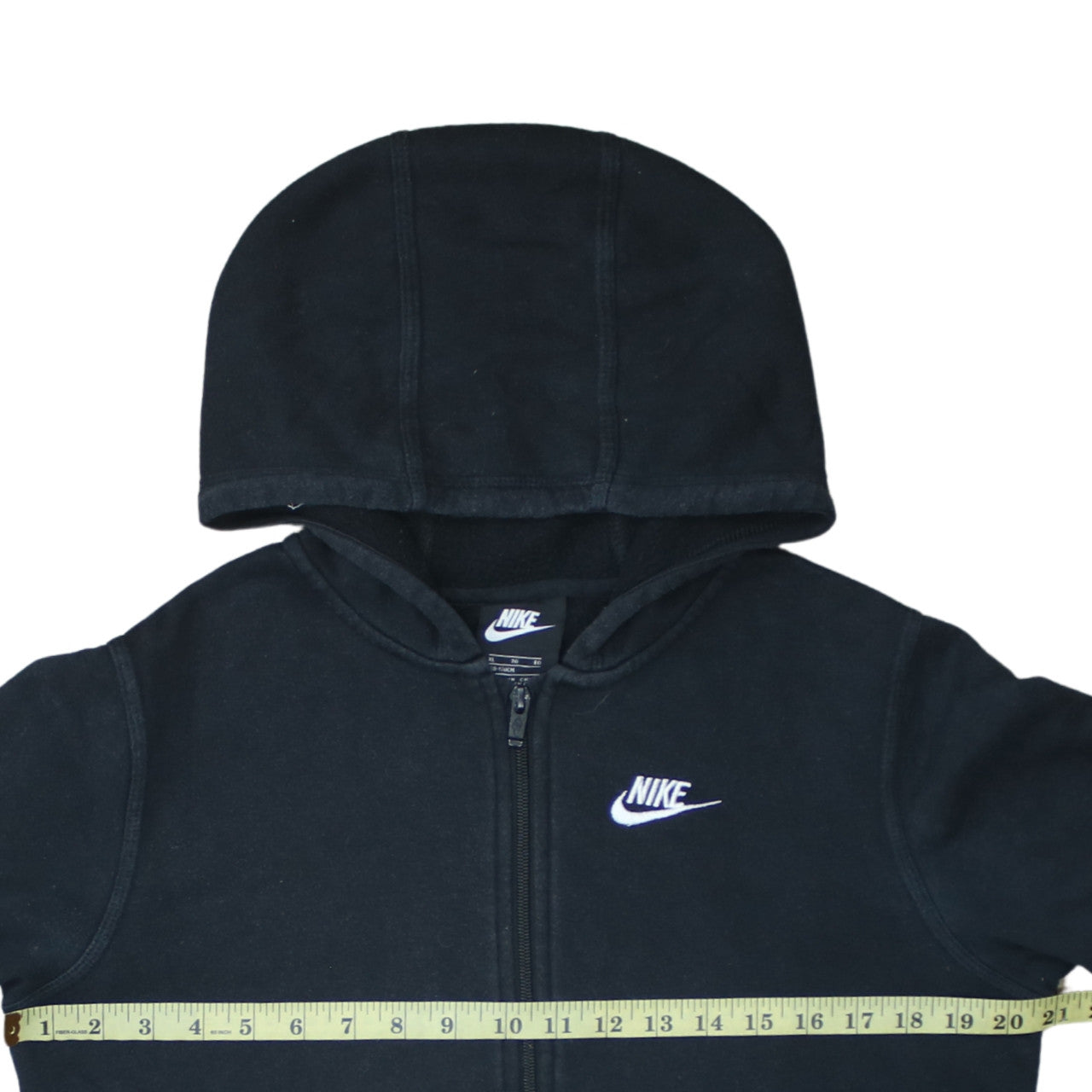 Nike Boys Black Full Zip Hoodie XL 158-170cm Fleece Lined Sweatshirt