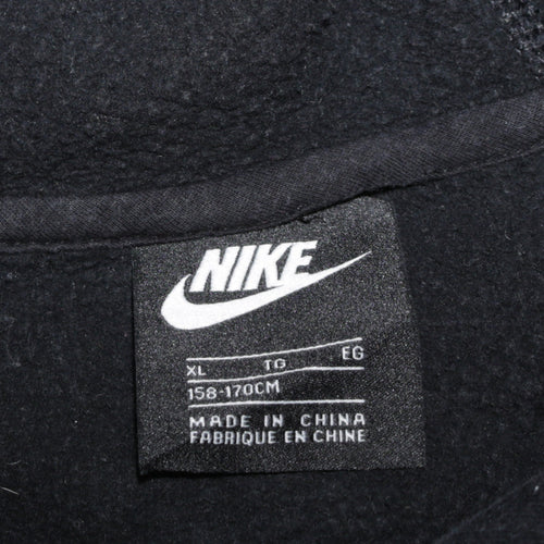 Nike Boys Black Full Zip Hoodie XL 158-170cm Fleece Lined Sweatshirt