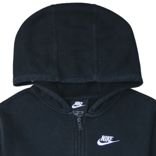 Nike Boys Black Full Zip Hoodie XL 158-170cm Fleece Lined Sweatshirt