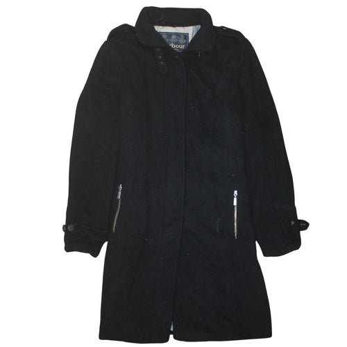 Barbour Men's Black Wool Dress Tartan Lined Mid-Length Coat Size 42
