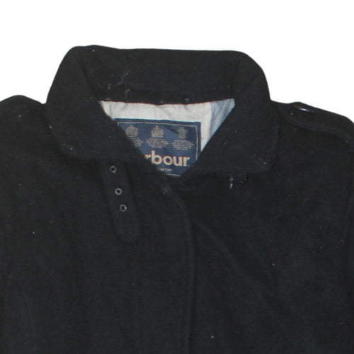 Barbour Men's Black Wool Dress Tartan Lined Mid-Length Coat Size 42