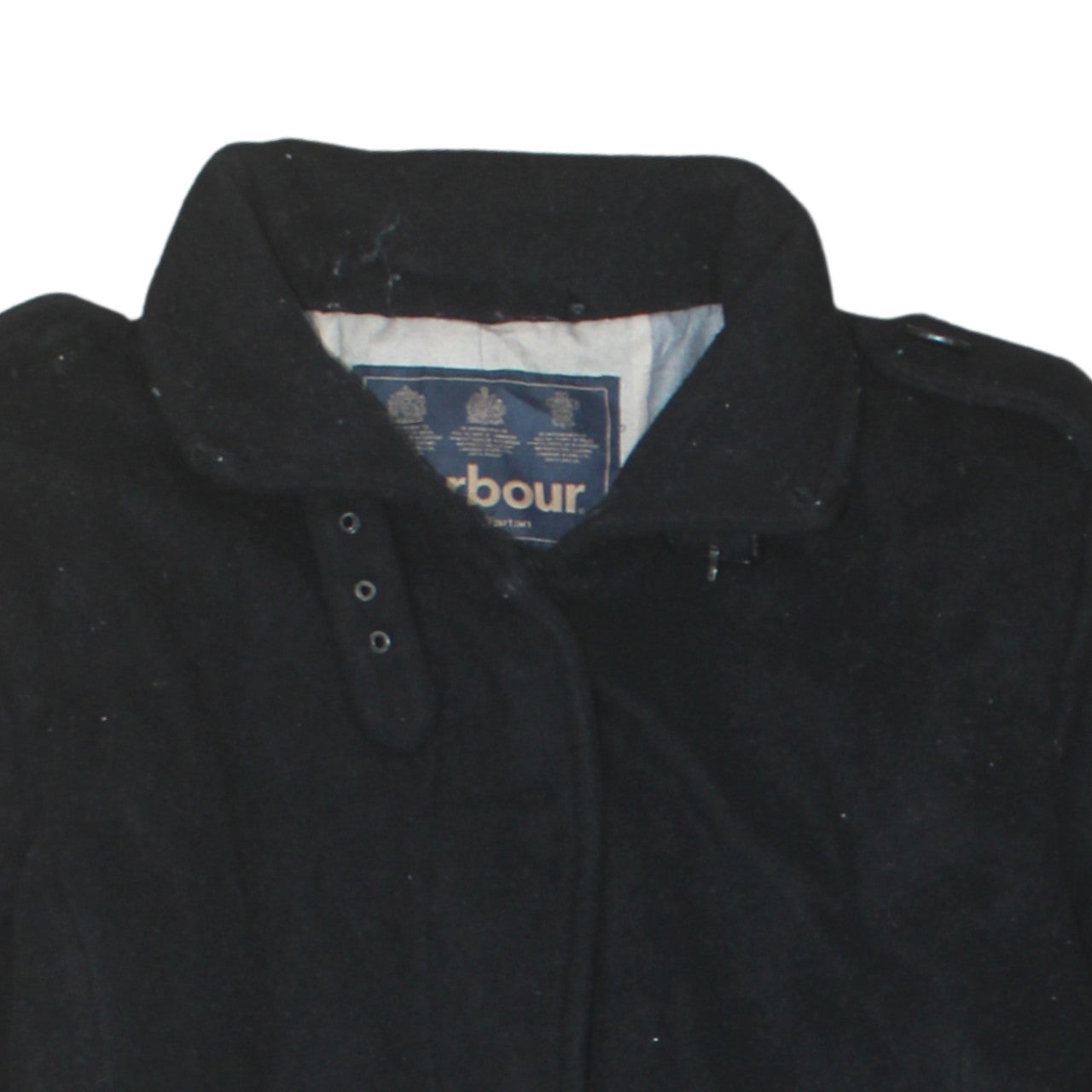 Barbour Men's Black Wool Dress Tartan Lined Mid-Length Coat Size 42