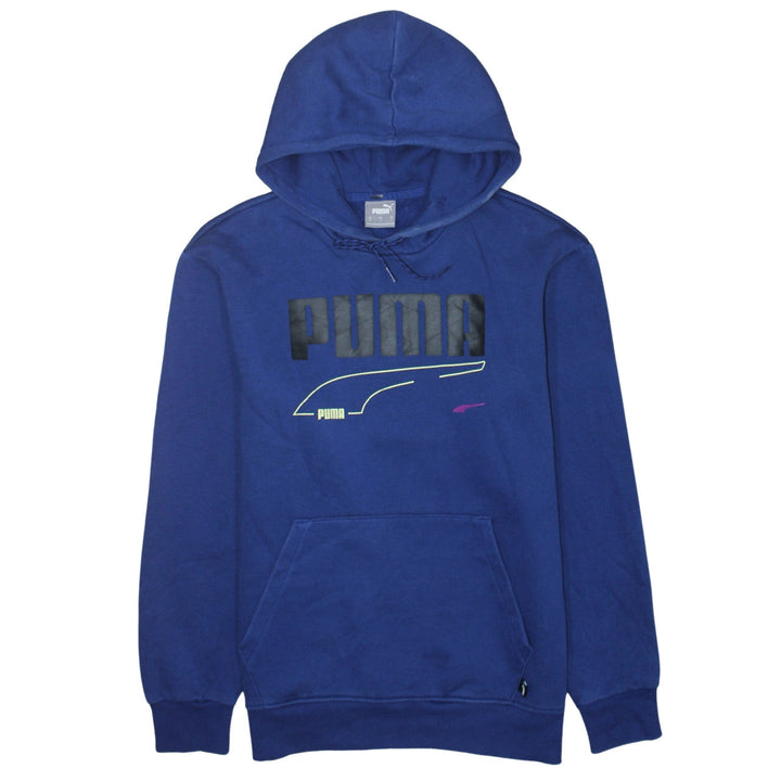 Puma Men's Blue Pullover Hoodie Small Sports Graphic Fleece