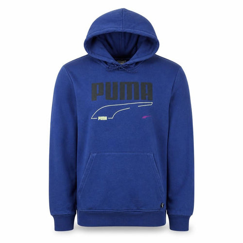 Puma Men's Blue Pullover Hoodie Small Sports Graphic Fleece