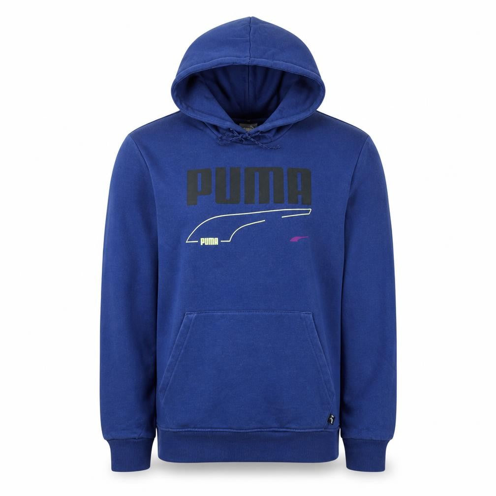 Puma Men's Blue Pullover Hoodie Small Sports Graphic Fleece