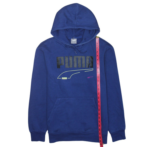 Puma Men's Blue Pullover Hoodie Small Sports Graphic Fleece